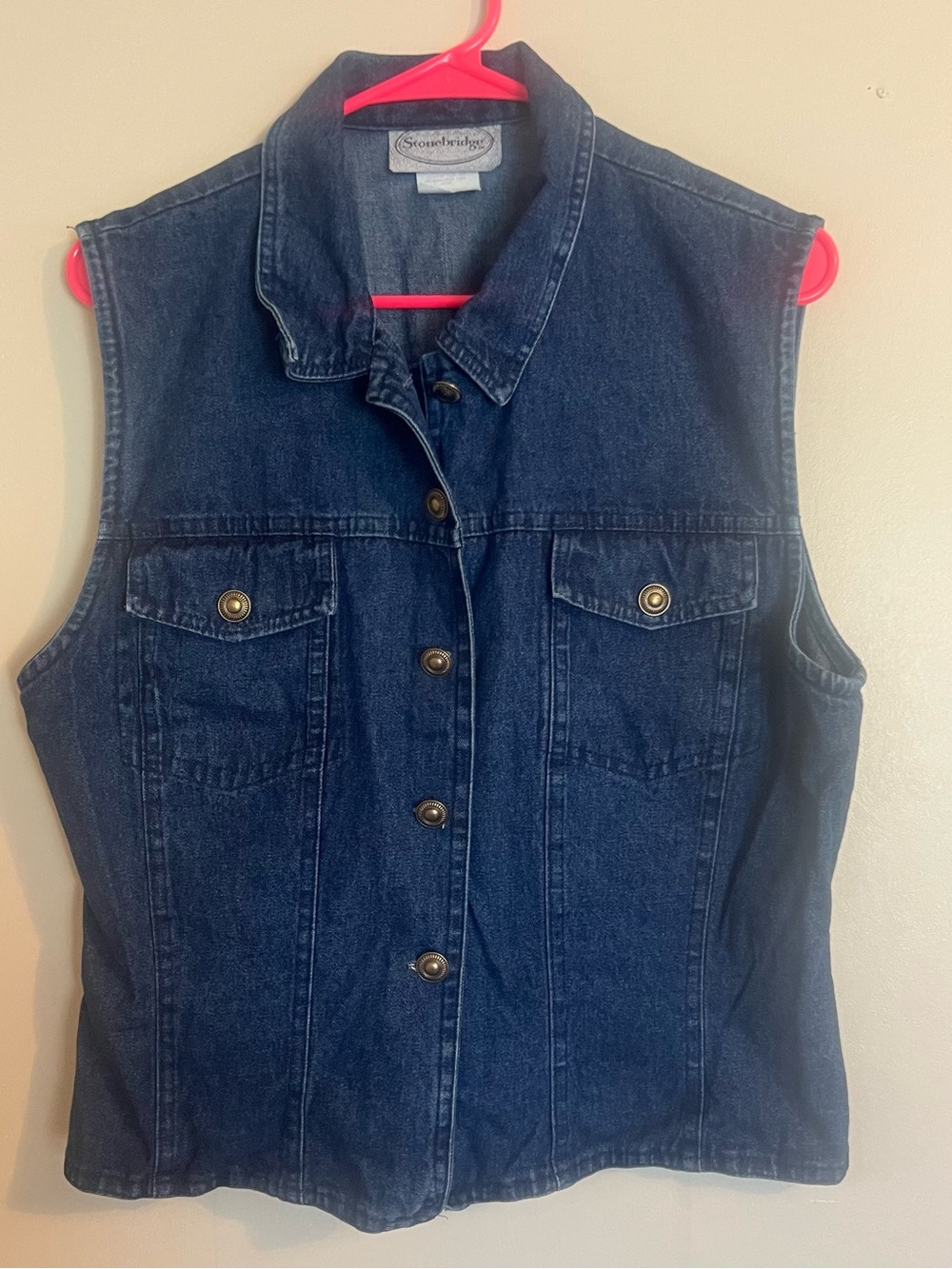 Vintage Stonebridge Dark Blue Denim Vest - Sleeveless Jacket